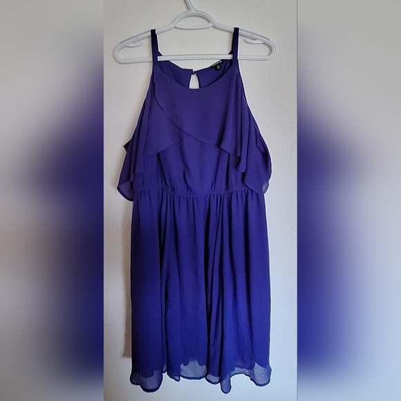 Blue/Purple Cold Shoulder Dress - Picture 3 of 5